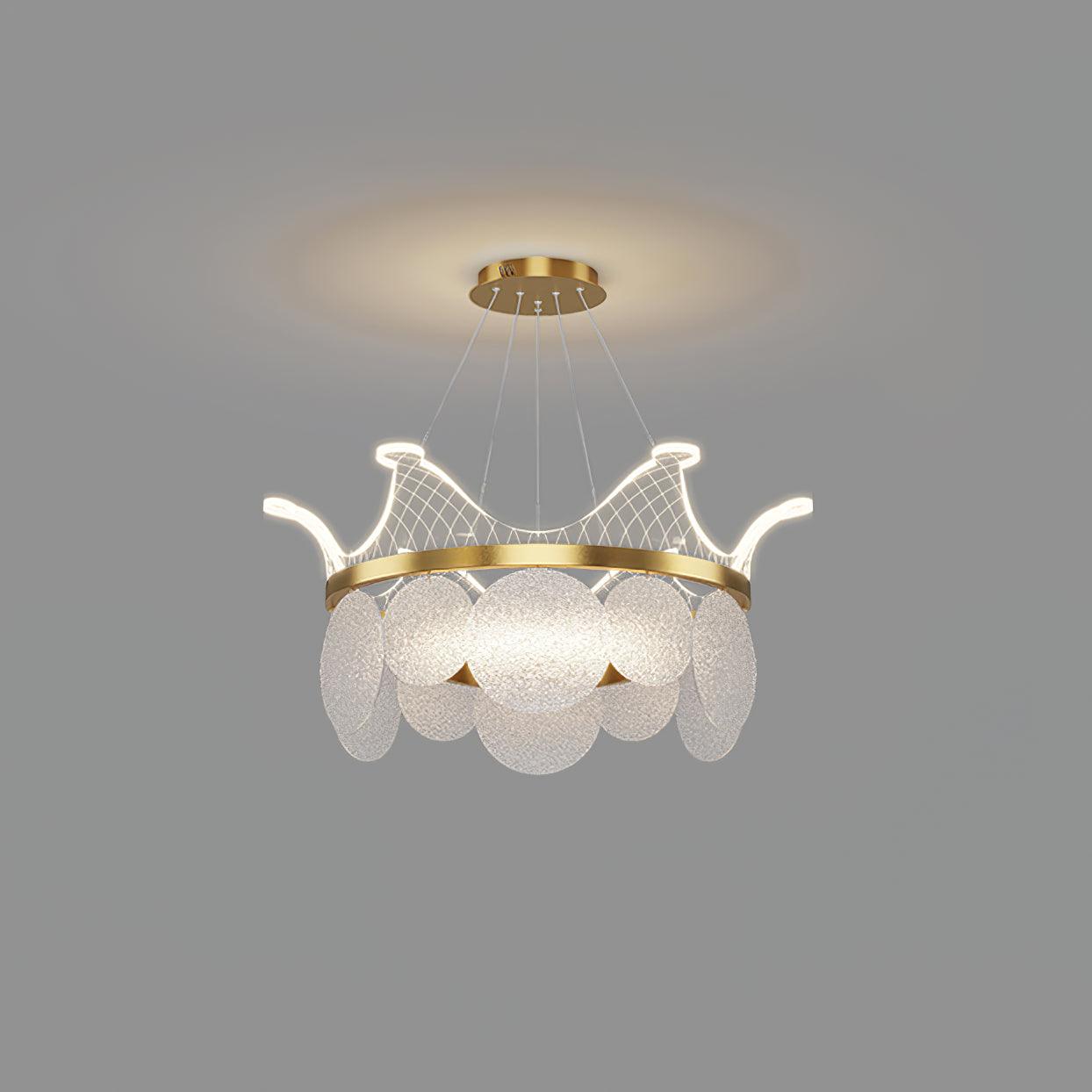 Vassar Crown Chandelier ? 19.6″ x H 9.4″/ Dia 50cm x H 24cm / Gold / Warm White Chandelier