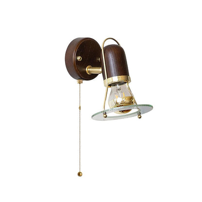 Vaughan Wall Light Model B: Dia 5.5″ x W 7.9″ x H 7.9″ / Dia 14cm x W 20cm x H 20cm / Gold & Walnut color Wall lamp
