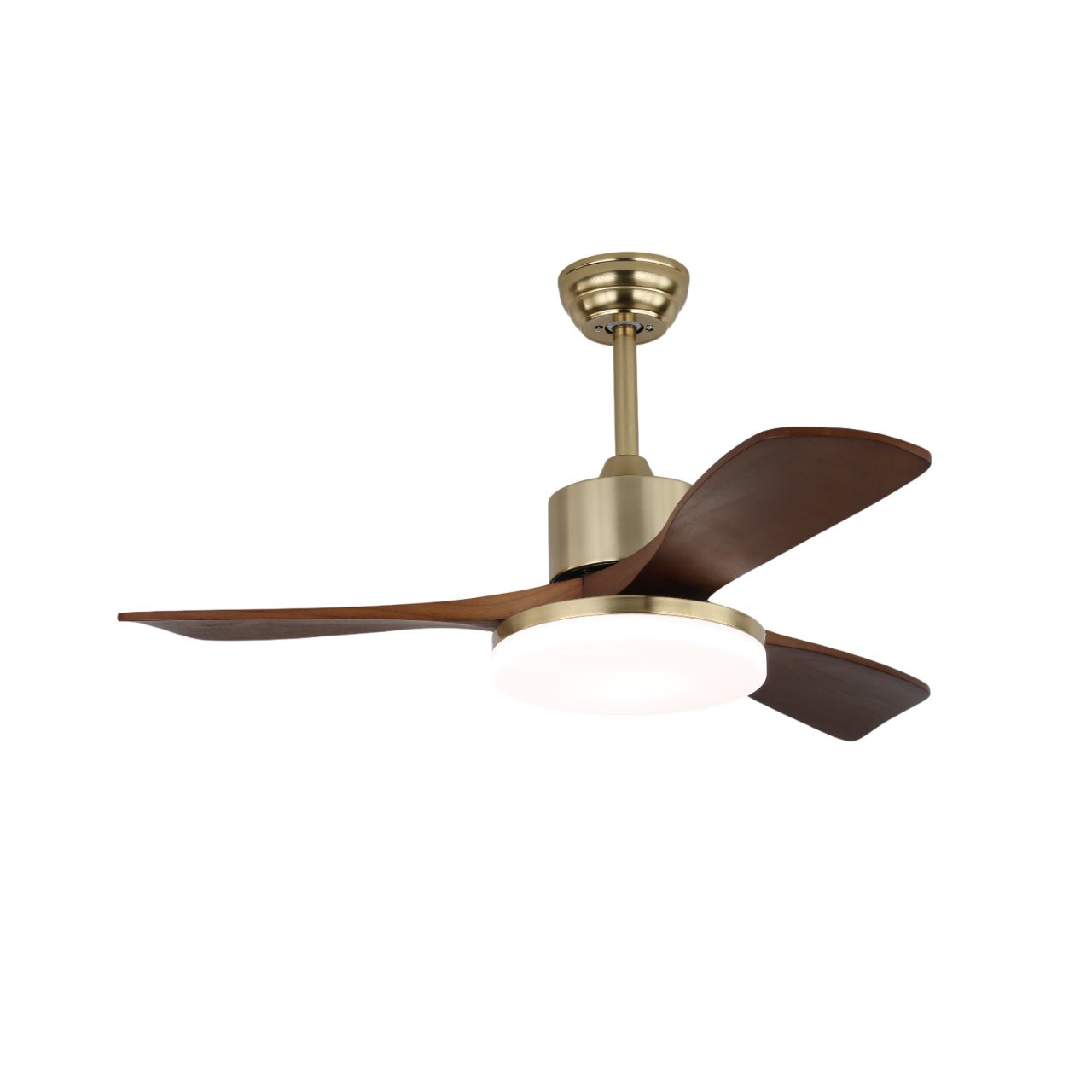 Vega Ceiling Fan Light ? 42″ x H 11″ (Wooden blades) / Gold & Walnut Wood / Three-color Changing Light 1001 Ceiling fan