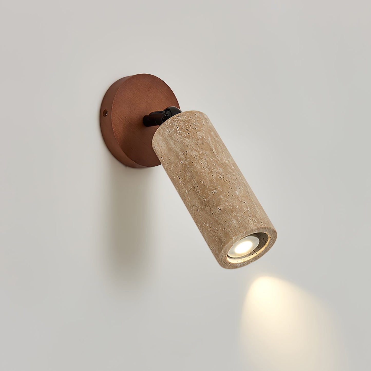 Versa Stone Adjustable Wall Light Model A: Dia 3.9″ x H 9.4″ / Walnut Color & Yellow Travertine Wall lamp