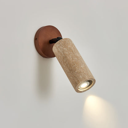 Versa Stone Adjustable Wall Light Model A: Dia 3.9″ x H 9.4″ / Walnut Color & Yellow Travertine Wall lamp