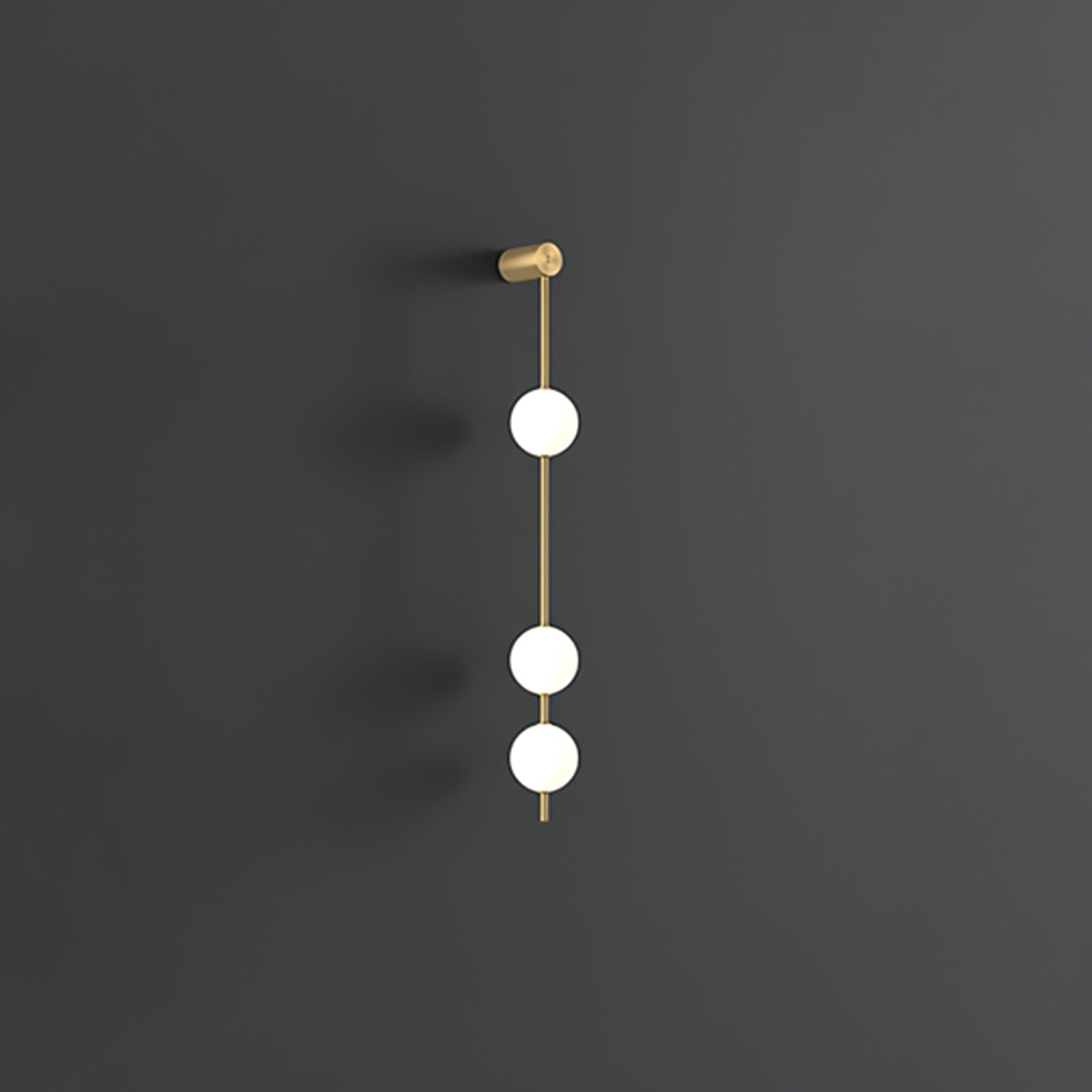 Vertical Balls Wall Lamp 3 Lamps: Dia 4.7″ x H 40.6″ / Dia 12cm x H 103cm / Brass & Plastic ball / Warm White Wall lamp
