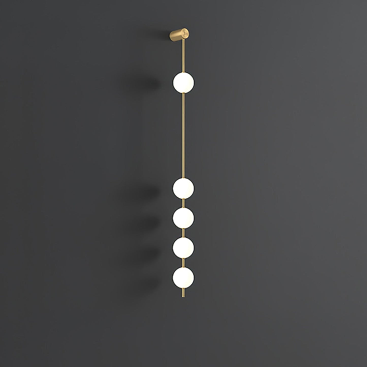Vertical Balls Wall Lamp 5 Lamps: Dia 4.7″ x H 62.2″ / Dia 12cm x H 158cm / Brass & Plastic ball / Warm White Wall lamp