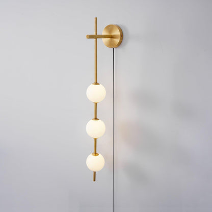 Vertical Globe Plug-in Wall Lamp Dia 3.9″ x H 30.7″ / Dia 10cm x H 78cm / Brass & Plastic ball / US Plug 1001 Wall lamp