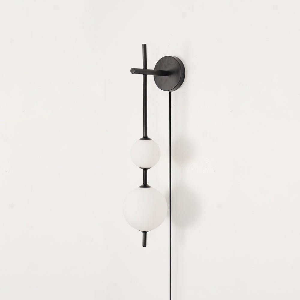 Vertical Globe Plug-in Wall Lamp Dia 5.9″ x H 25.6″ / Dia 15cm x H 65cm / Black & Plastic ball / US Plug 1001 Wall lamp