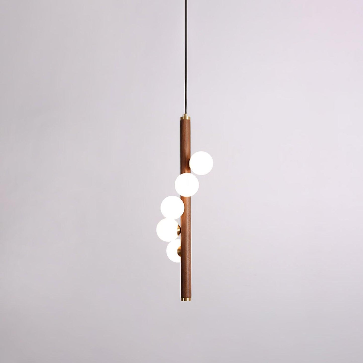 Vertical Orb Timber Pendant Lamp Dia 7.5″ x H 24.4″ / Dia 19cm x H 62cm / Walnut Wood Pendant light
