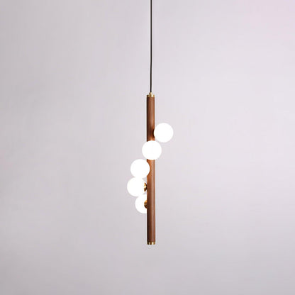 Vertical Orb Timber Pendant Lamp Dia 7.5″ x H 24.4″ / Dia 19cm x H 62cm / Walnut Wood Pendant light