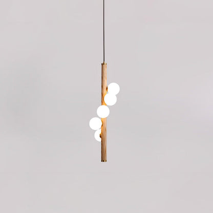 Vertical Orb Timber Pendant Lamp Dia 7.5″ x H 24.4″ / Dia 19cm x H 62cm / Nature Wood Pendant light