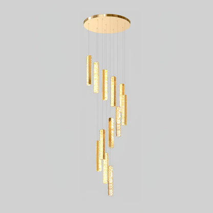 Villa Forci Chandelier 12 heads Dia 15.7″ x H 78.7″ / Dia 40cm x H 200cm / Gold + Clear / Bi-color/Multicolor LED