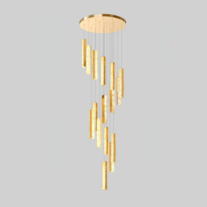 Villa Forci Chandelier 15 heads Dia 19.7″ x H 78.7″ / Dia 50cm x H 200cm / Gold + Clear / Bi-color/Multicolor LED