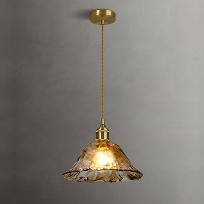 Vintage Brown Glass Pendant Light Dia 9.8″ x H 4.3″ / Dia 25cm x H 11cm / Brown Pendant light