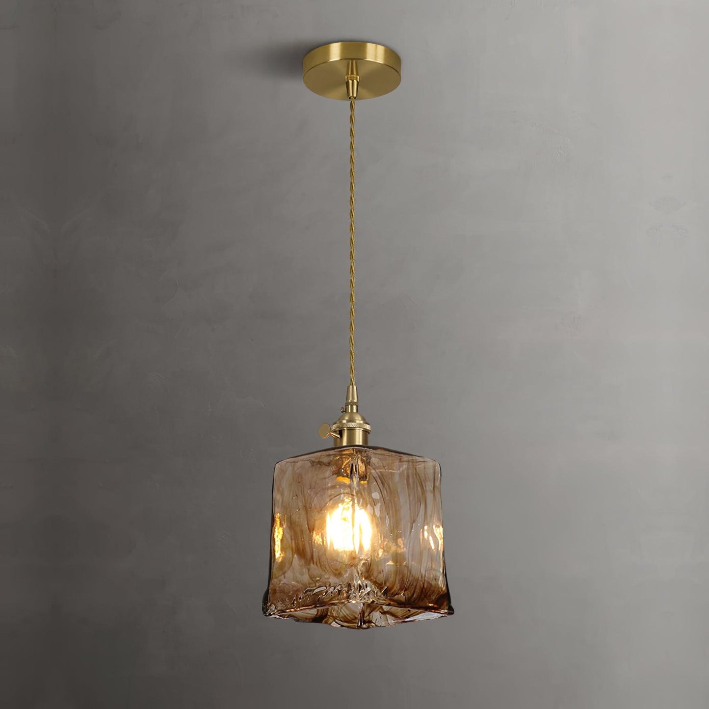 Vintage Brown Glass Pendant Light Dia 7.1″ x H 5.9″ / Dia 18cm x H 15cm / Brown Pendant light