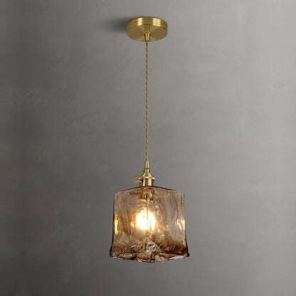Vintage Brown Glass Pendant Light Dia 7.1″ x H 5.9″ / Dia 18cm x H 15cm / Brown Pendant light