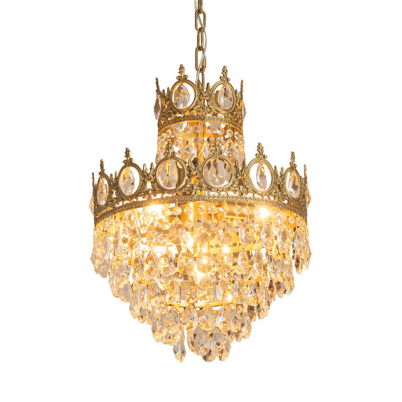 Vintage Crystal Chandelier ? 17.7″ x H 25.6″ / Dia 45cm x H 65cm / Copper plating / Clear Chandelier