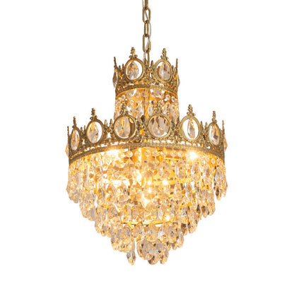 Vintage Crystal Chandelier ? 17.7″ x H 25.6″ / Dia 45cm x H 65cm / Copper plating / Clear Chandelier