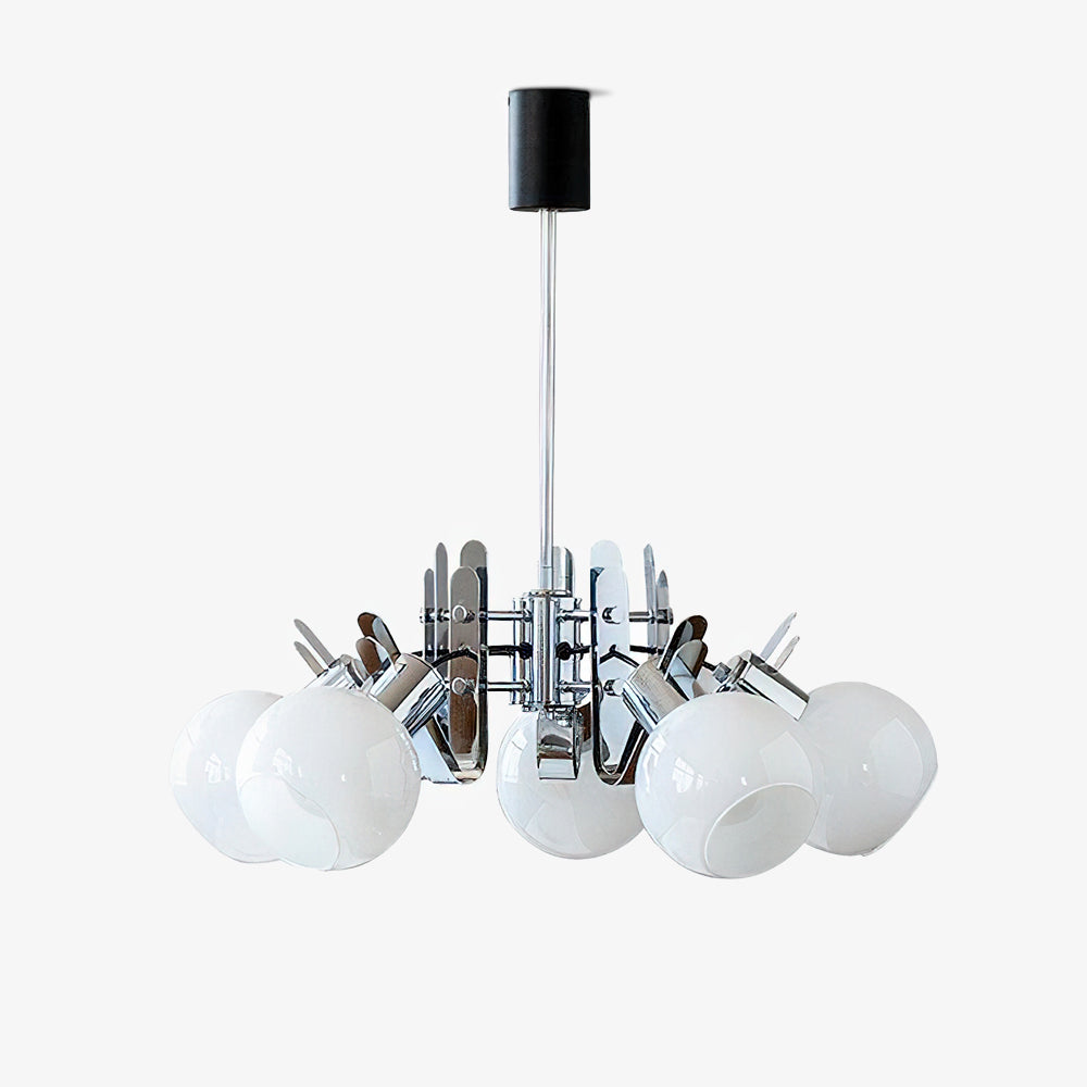 Vintage Geometrical Chrome Chandelier Chandelier