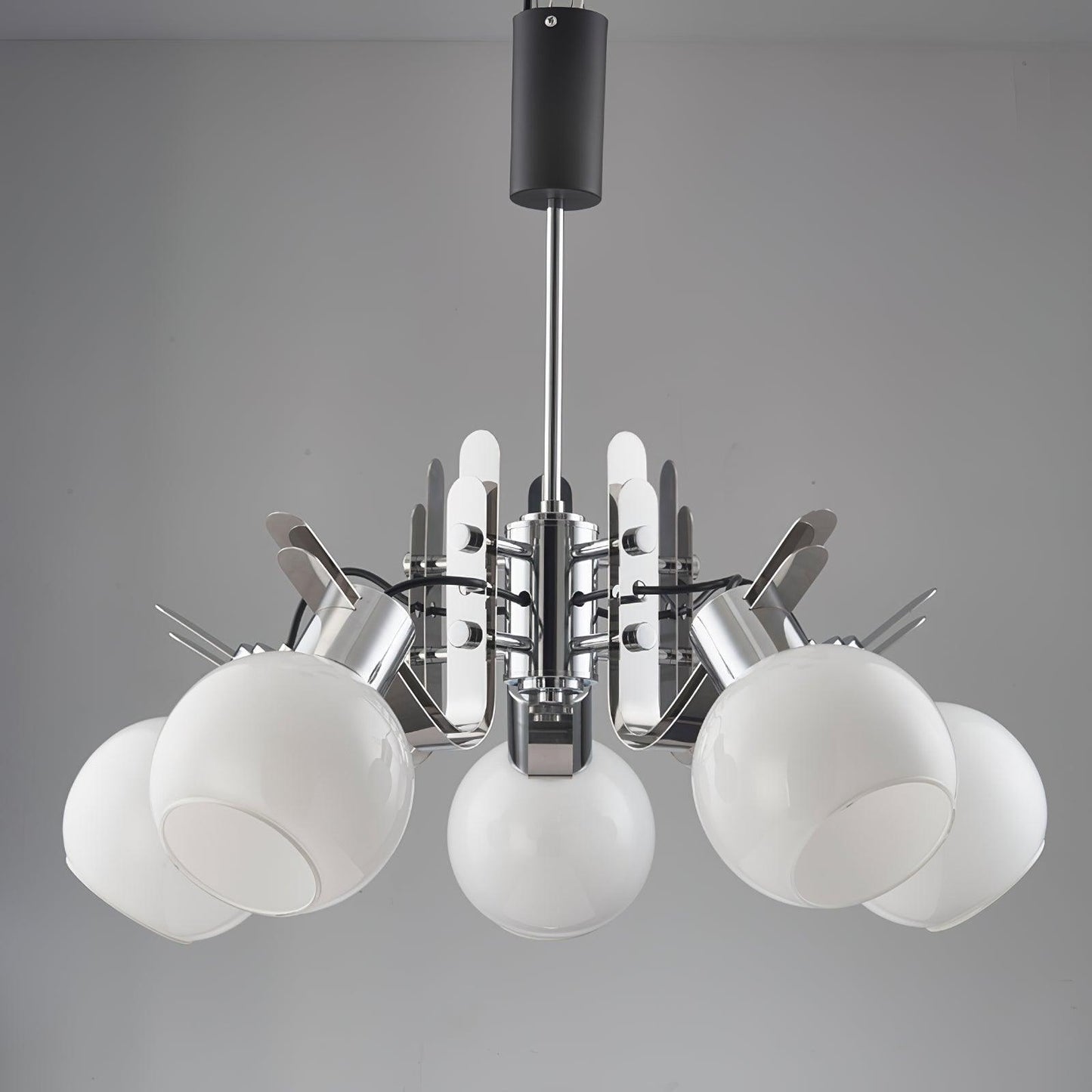 Vintage Geometrical Chrome Chandelier Chandelier