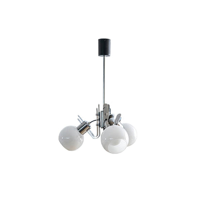 Vintage Geometrical Chrome Chandelier 3 heads ? 21.6″ x H 10.8″ / Dia 55cm x H 27.5cm / Chrome + White Chandelier