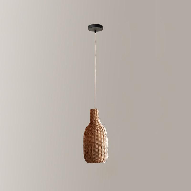 Vintage Rattan Pendant Lamp Dia 6.7″ x H 15″ / Dia 17cm x H 38cm / Brown Pendant light