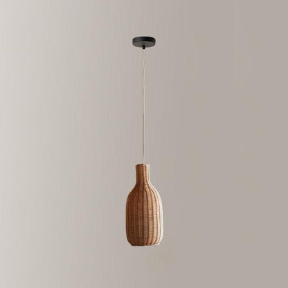 Vintage Rattan Pendant Lamp Dia 6.7″ x H 15″ / Dia 17cm x H 38cm / Brown Pendant light