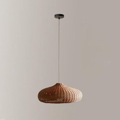 Vintage Rattan Pendant Lamp Dia 18.9″ x H 7.8″ / Dia 48cm x H 20cm / Brown Pendant light