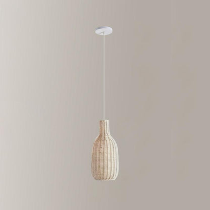 Vintage Rattan Pendant Lamp Dia 6.7″ x H 15″ / Dia 17cm x H 38cm / Rattan Pendant light