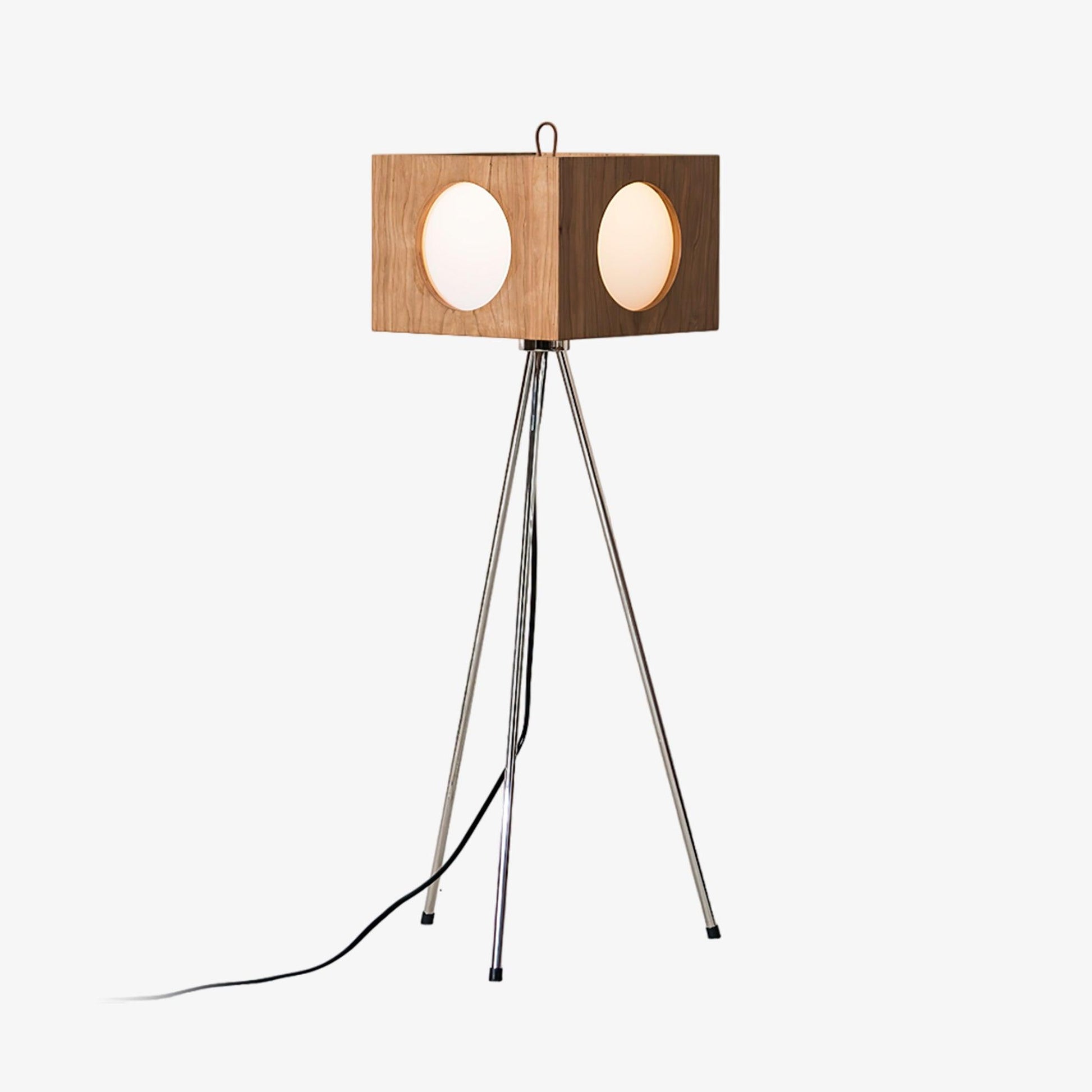 Vintage Tripod Camera Floor Lamp L 19.7″ x W 16.5″ x H 39.4″ / L 50cm x W 42cm x H 100cm (Plastic lamp base) / Cherry