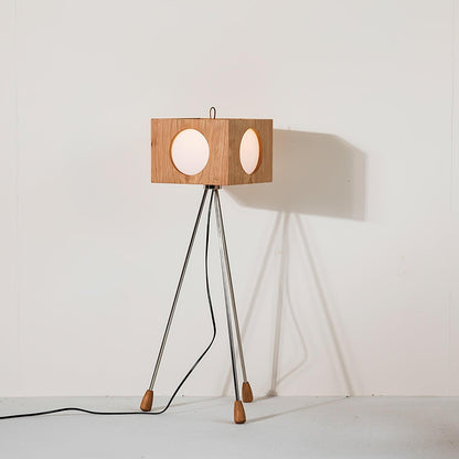 Vintage Tripod Camera Floor Lamp L 19.7″ x W 16.5″ x H 39.4″ / L 50cm x W 42cm x H 100cm (Cherry wood lamp base)