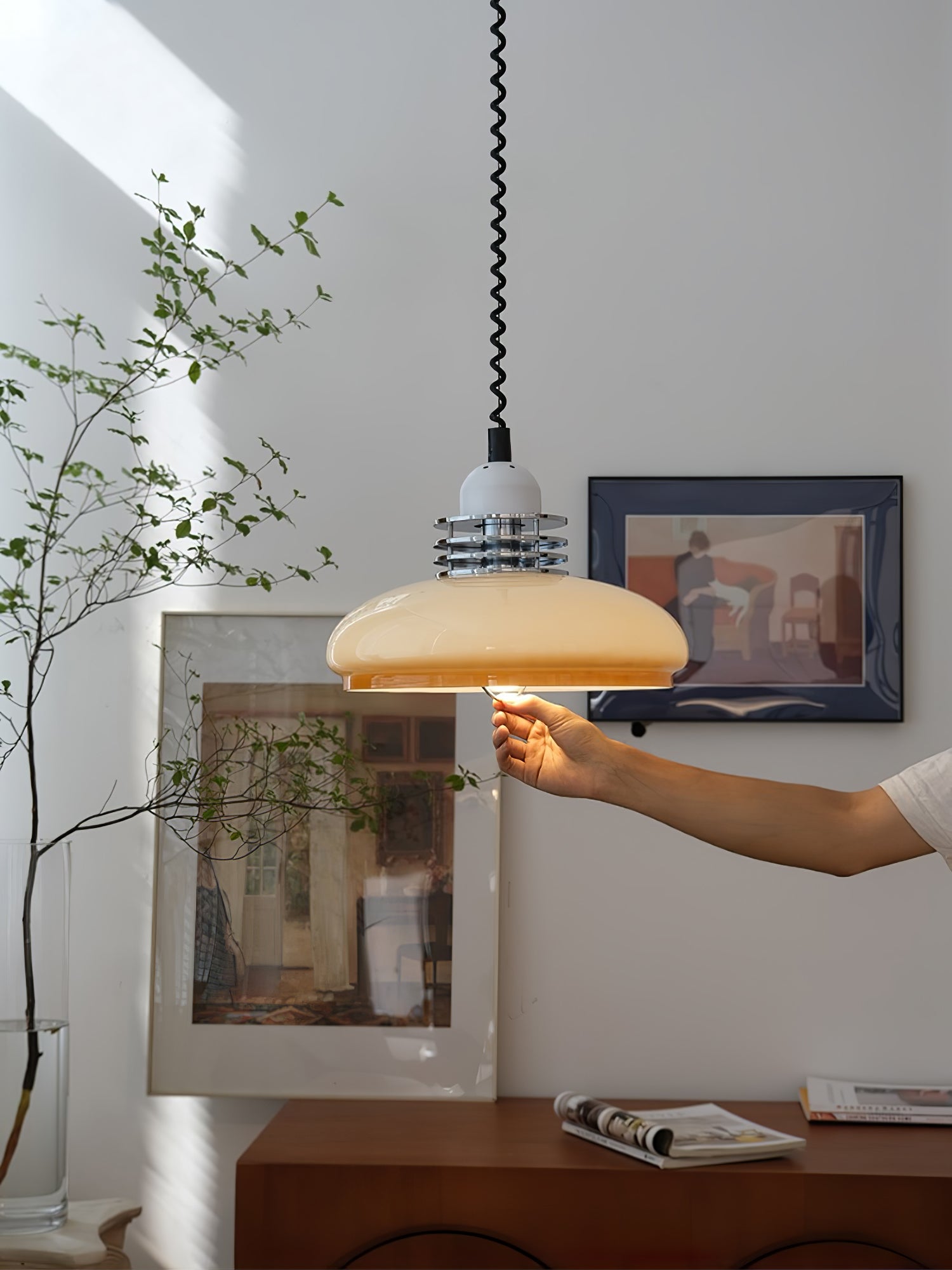 Vistosi Pendant Lamp Dia 13.8″ x H 9.8″ / Dia 35cm x H 25cm / Chrome & Orange gradient Pendant light