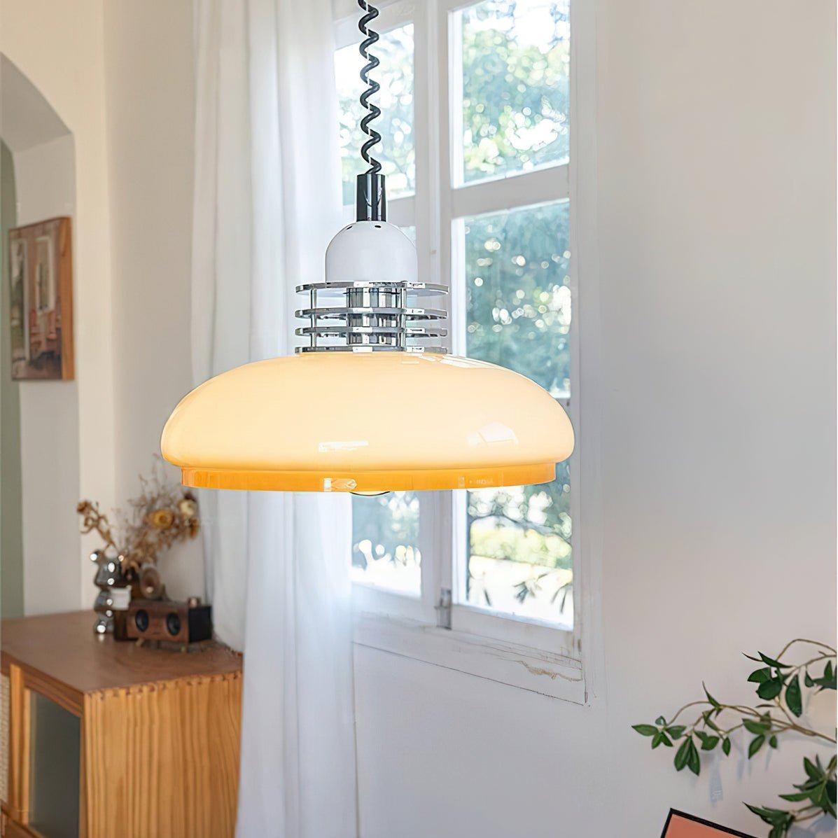 Vistosi Pendant Lamp Dia 13.8″ x H 9.8″ / Dia 35cm x H 25cm / Chrome & Orange gradient Pendant light