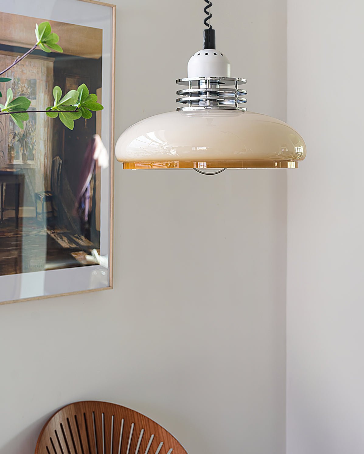 Vistosi Pendant Lamp Dia 13.8″ x H 9.8″ / Dia 35cm x H 25cm / Chrome & Orange gradient Pendant light