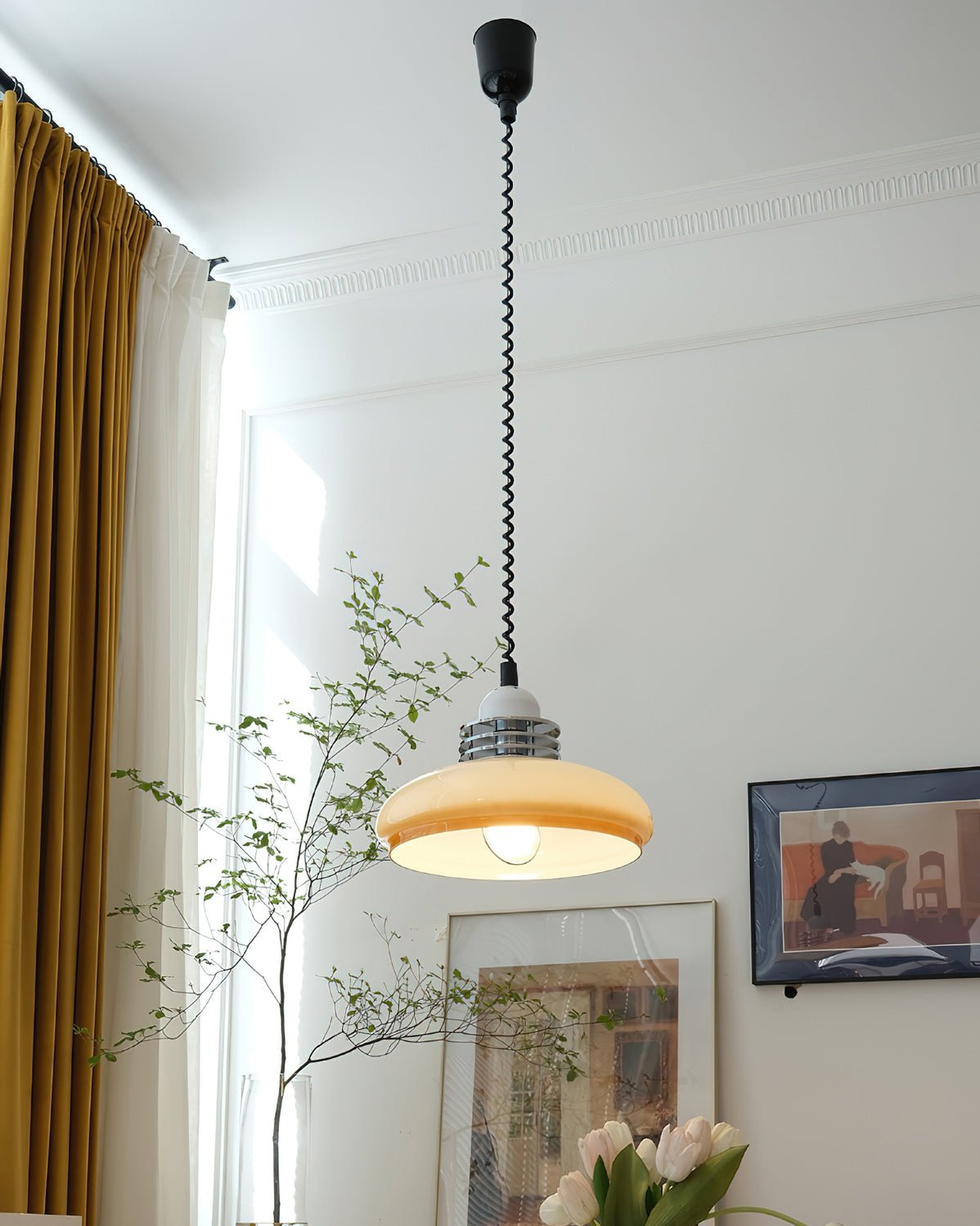 Vistosi Pendant Lamp Dia 13.8″ x H 9.8″ / Dia 35cm x H 25cm / Chrome & Orange gradient Pendant light