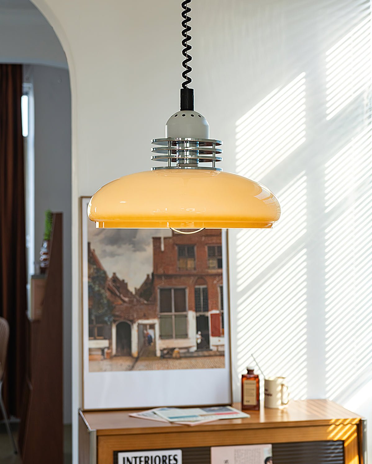 Vistosi Pendant Lamp Dia 13.8″ x H 9.8″ / Dia 35cm x H 25cm / Chrome & Orange gradient Pendant light