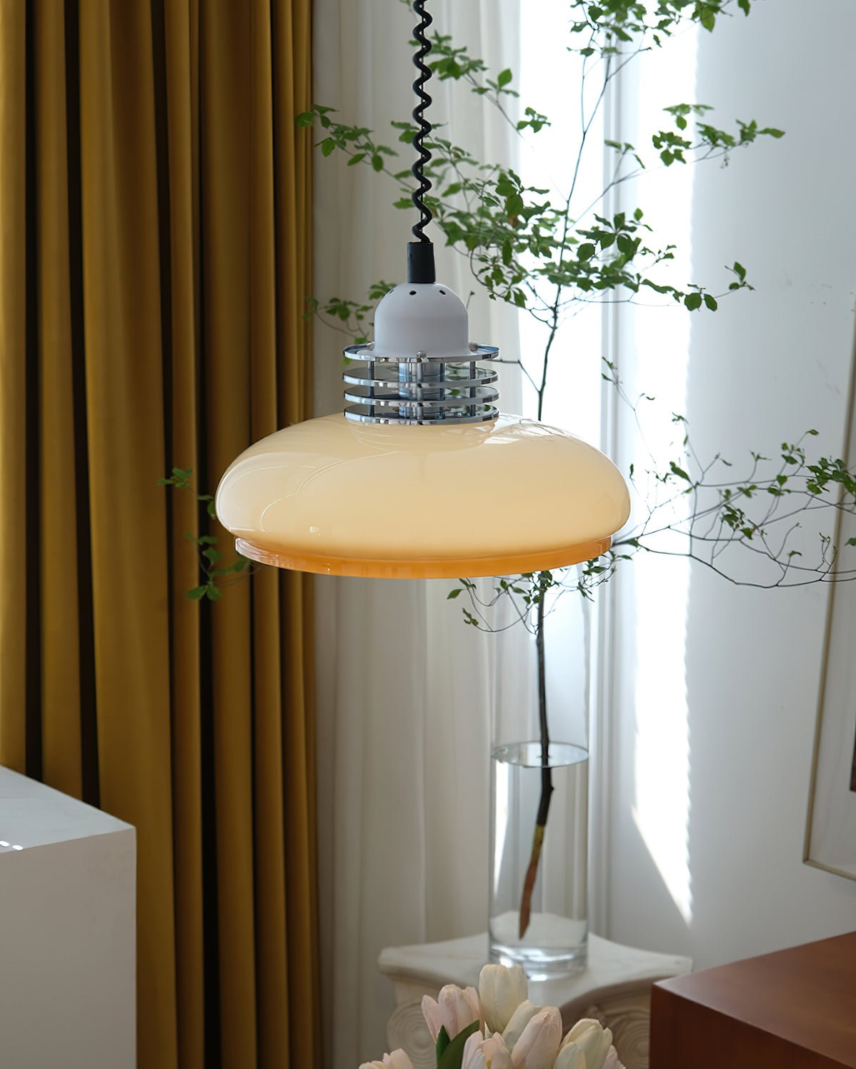 Vistosi Pendant Lamp Dia 13.8″ x H 9.8″ / Dia 35cm x H 25cm / Chrome & Orange gradient Pendant light