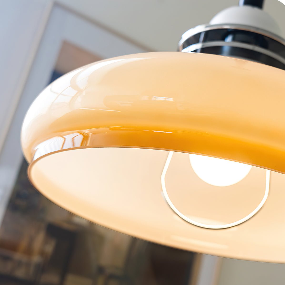 Vistosi Pendant Lamp Dia 13.8″ x H 9.8″ / Dia 35cm x H 25cm / Chrome & Orange gradient Pendant light