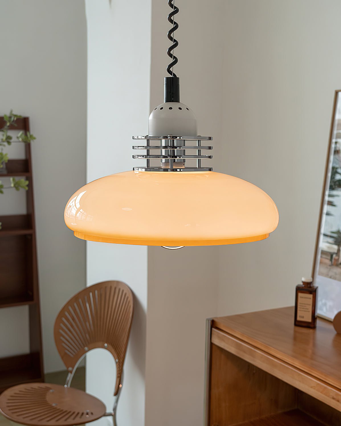 Vistosi Pendant Lamp Dia 13.8″ x H 9.8″ / Dia 35cm x H 25cm / Chrome & Orange gradient Pendant light
