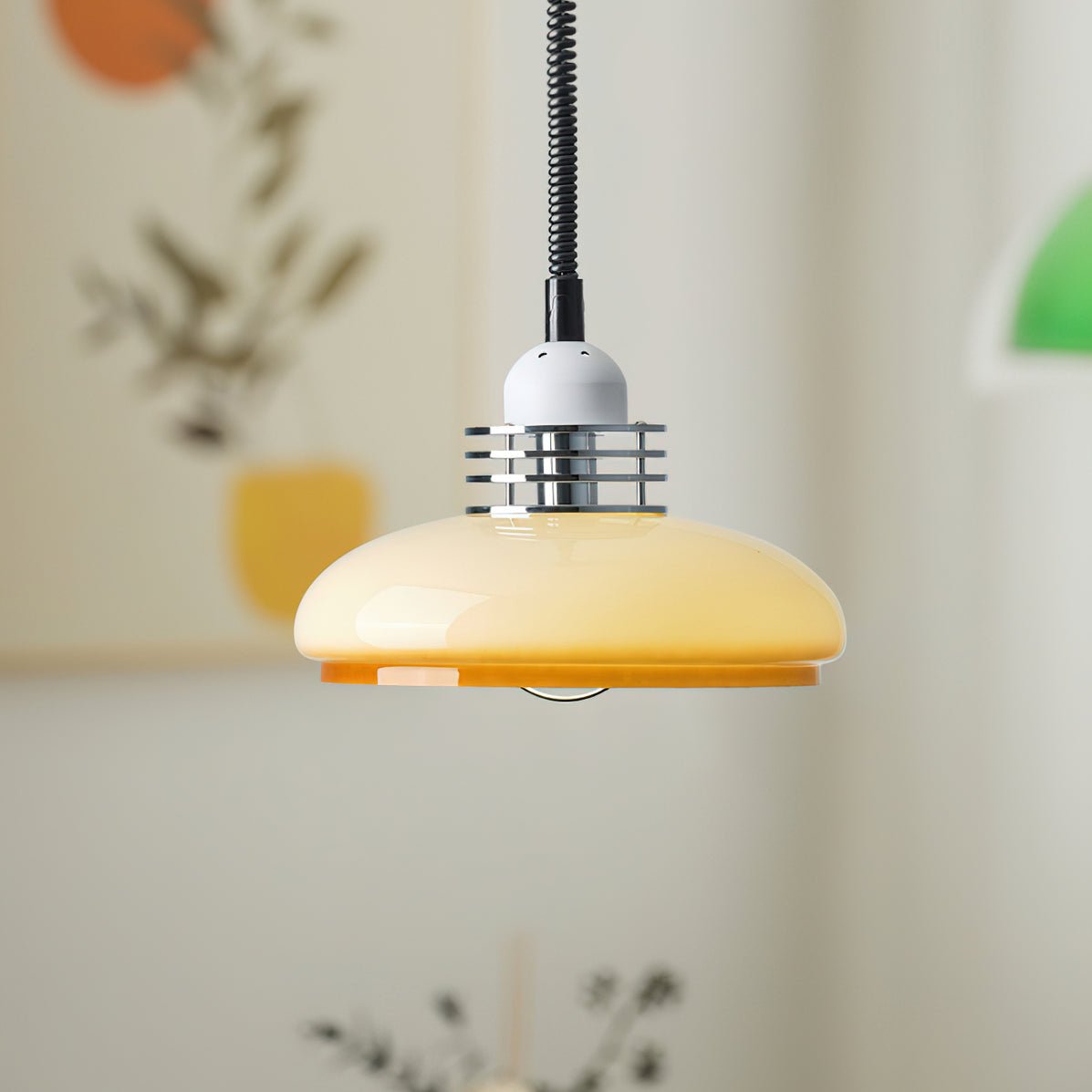 Vistosi Pendant Lamp Dia 13.8″ x H 9.8″ / Dia 35cm x H 25cm / Chrome & Orange gradient Pendant light