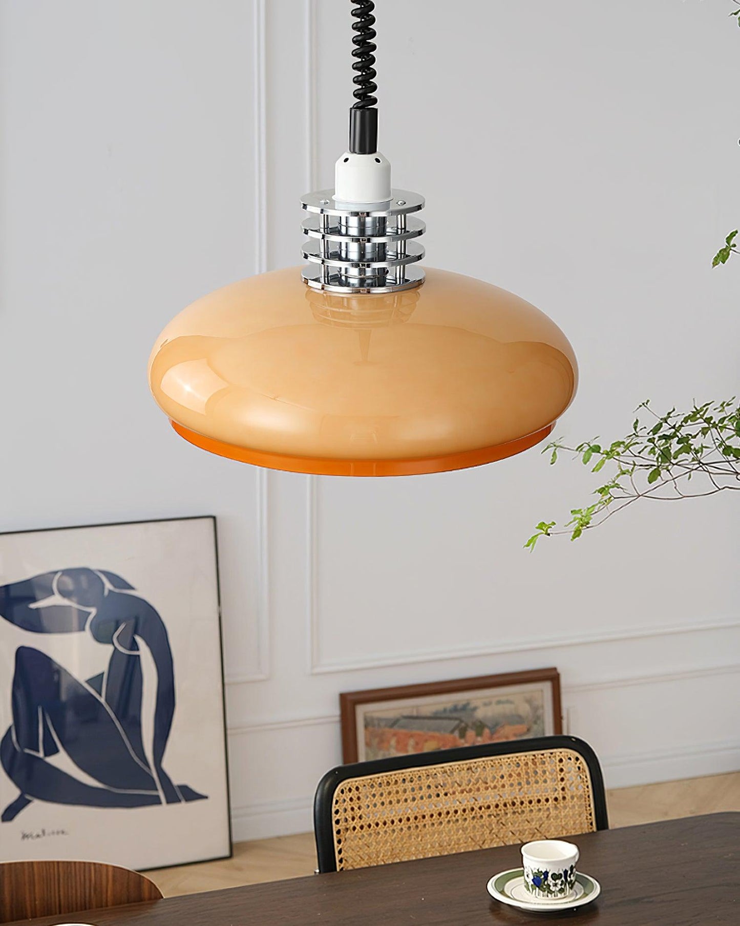 Vistosi Pendant Lamp Dia 13.8″ x H 9.8″ / Dia 35cm x H 25cm / Chrome & Orange gradient Pendant light