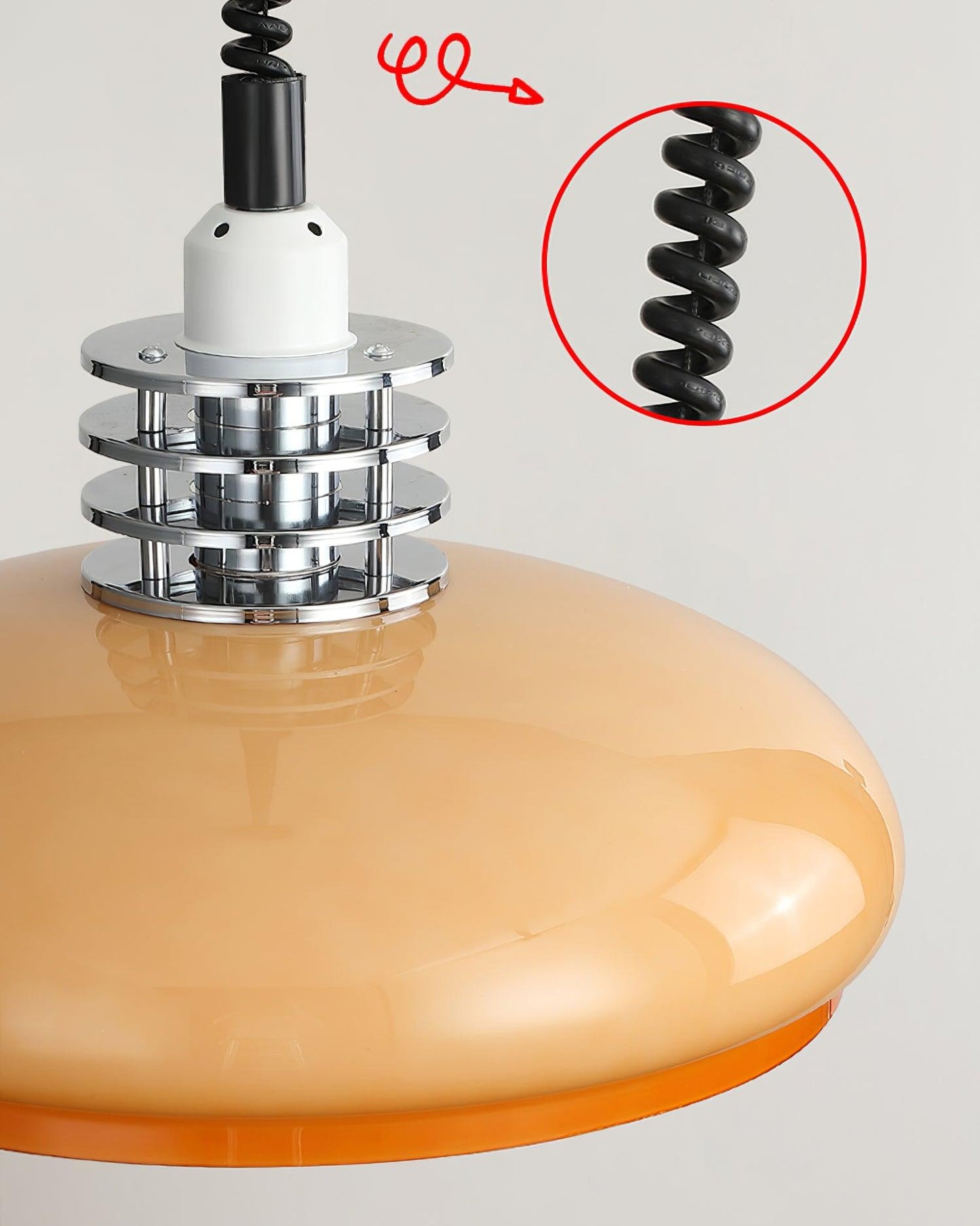 Vistosi Pendant Lamp Dia 13.8″ x H 9.8″ / Dia 35cm x H 25cm / Chrome & Orange gradient Pendant light