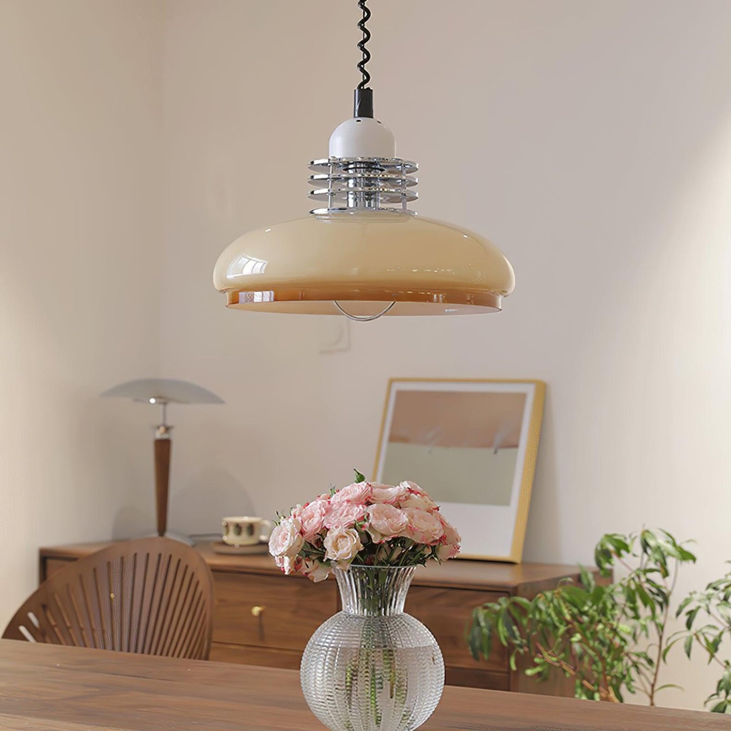 Vistosi Pendant Lamp Dia 13.8″ x H 9.8″ / Dia 35cm x H 25cm / Chrome & Orange gradient Pendant light
