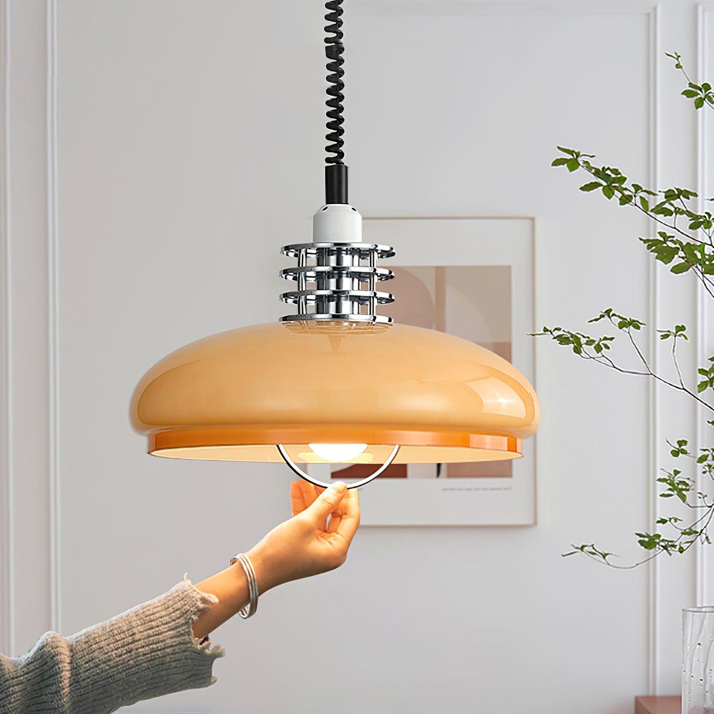 Vistosi Pendant Lamp Dia 13.8″ x H 9.8″ / Dia 35cm x H 25cm / Chrome & Orange gradient Pendant light