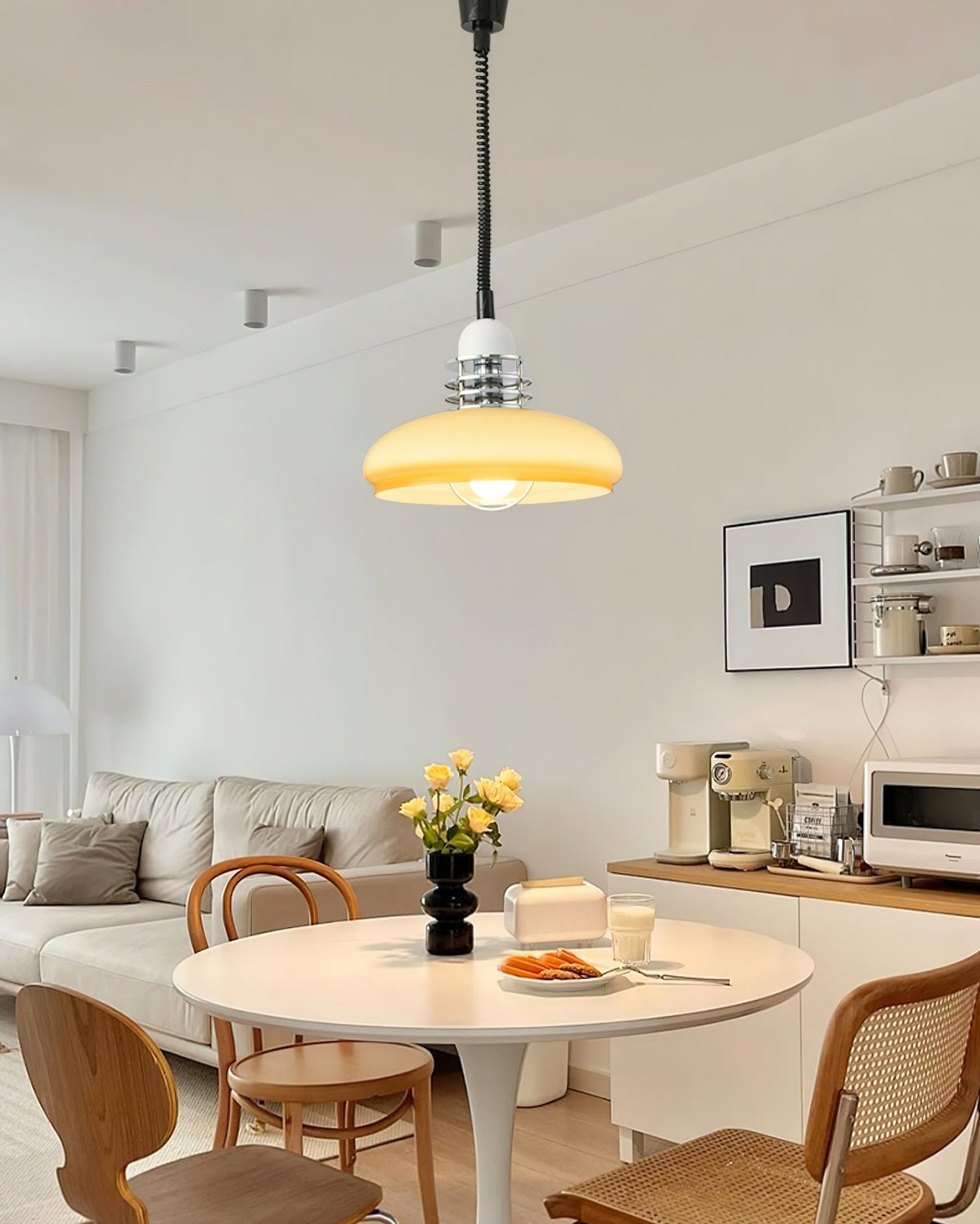 Vistosi Pendant Lamp Dia 13.8″ x H 9.8″ / Dia 35cm x H 25cm / Chrome & Orange gradient Pendant light