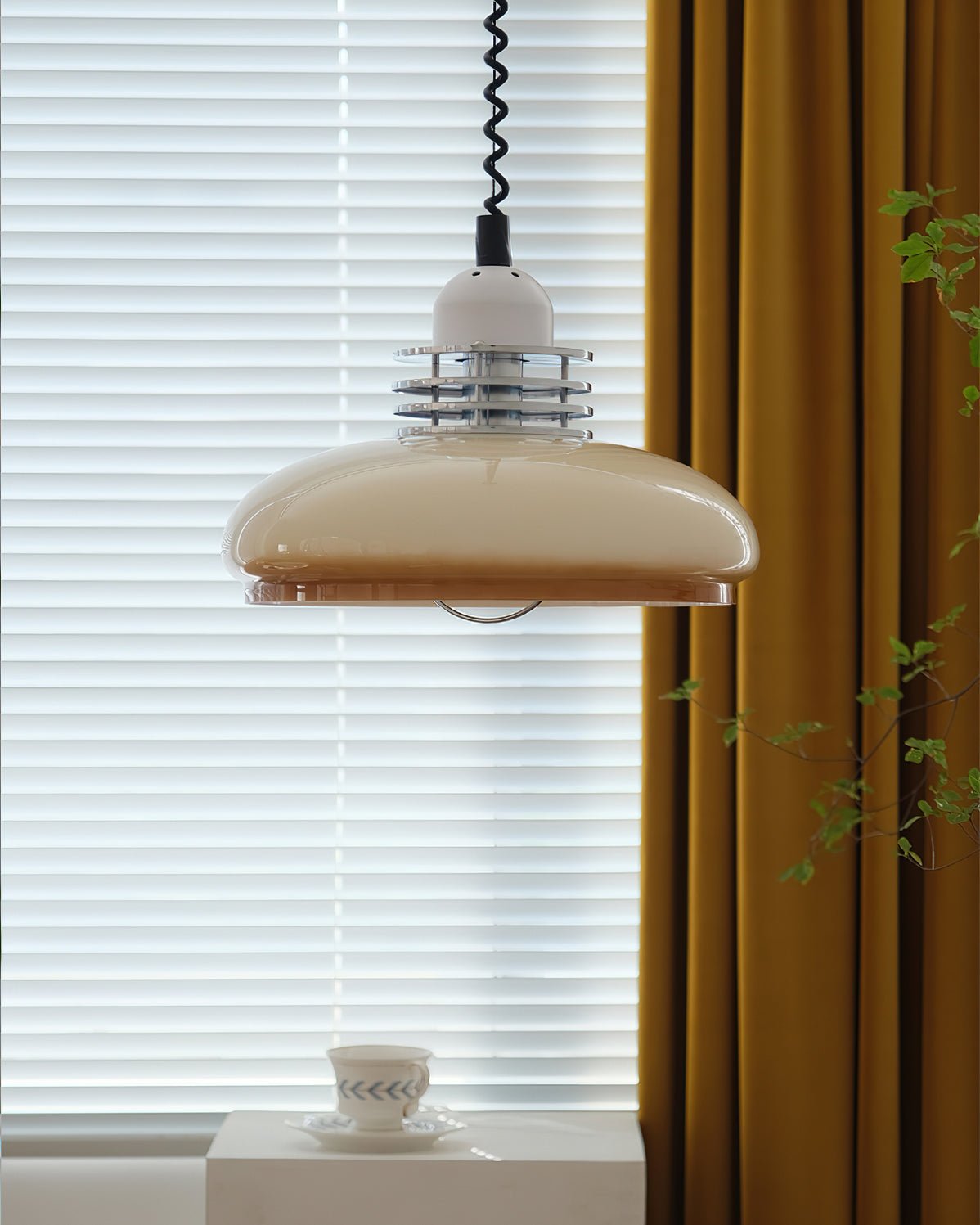 Vistosi Pendant Lamp Dia 13.8″ x H 9.8″ / Dia 35cm x H 25cm / Chrome & Orange gradient Pendant light