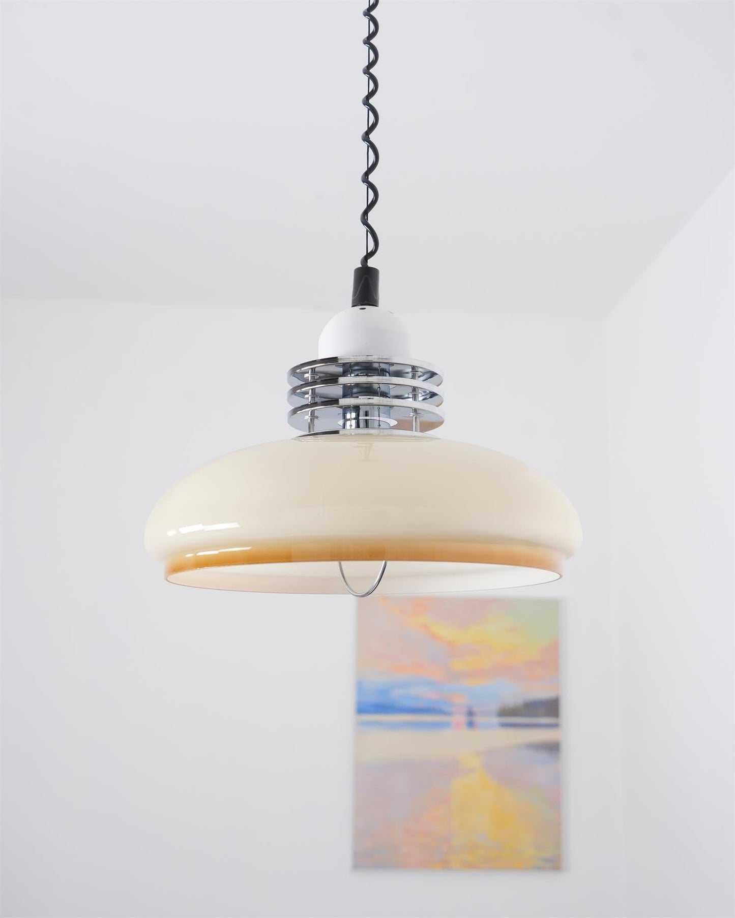 Vistosi Pendant Lamp Dia 13.8″ x H 9.8″ / Dia 35cm x H 25cm / Chrome & Orange gradient Pendant light