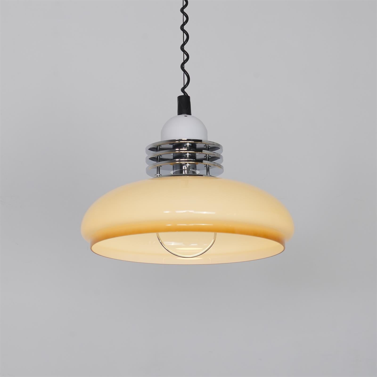 Vistosi Pendant Lamp Dia 13.8″ x H 9.8″ / Dia 35cm x H 25cm / Chrome & Orange gradient Pendant light