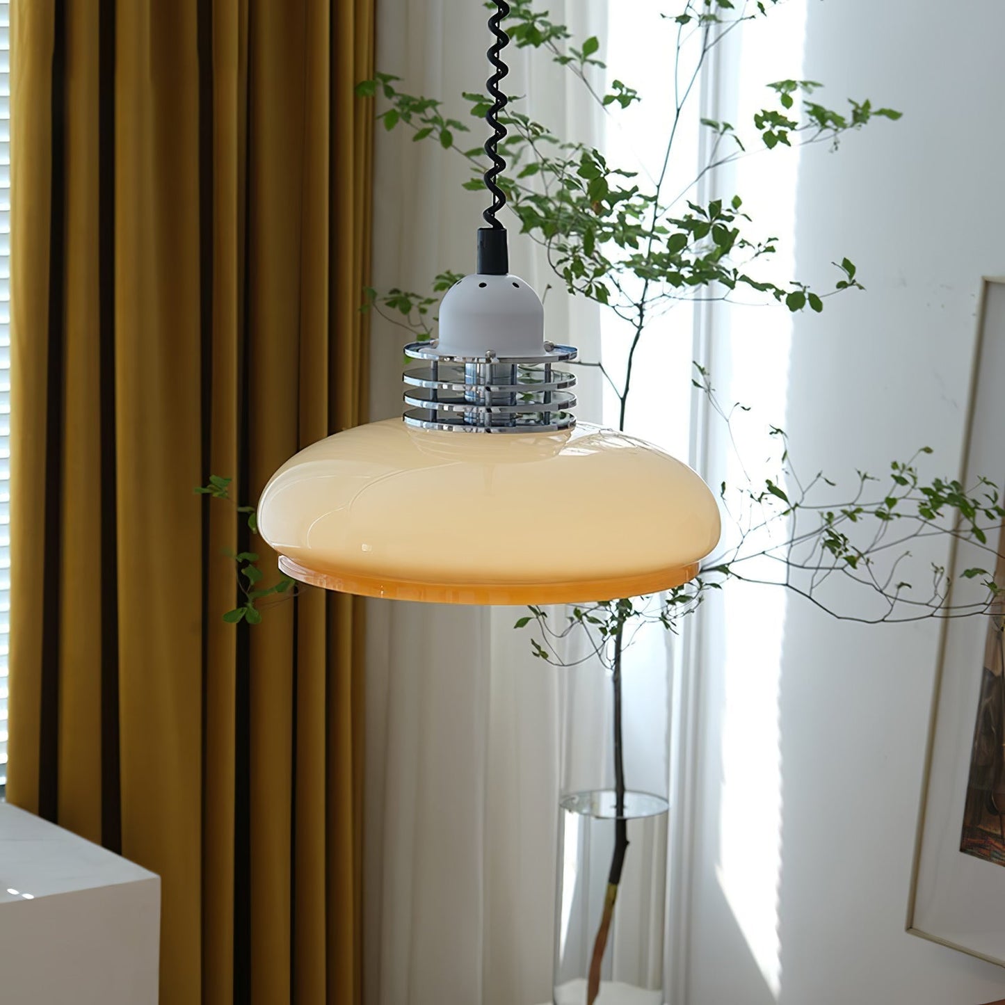 Vistosi Pendant Lamp Dia 13.8″ x H 9.8″ / Dia 35cm x H 25cm / Chrome & Orange gradient Pendant light
