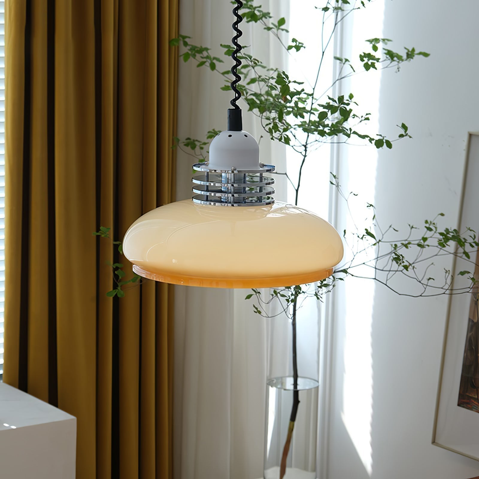 Vistosi Pendant Lamp Dia 13.8″ x H 9.8″ / Dia 35cm x H 25cm / Chrome & Orange gradient Pendant light