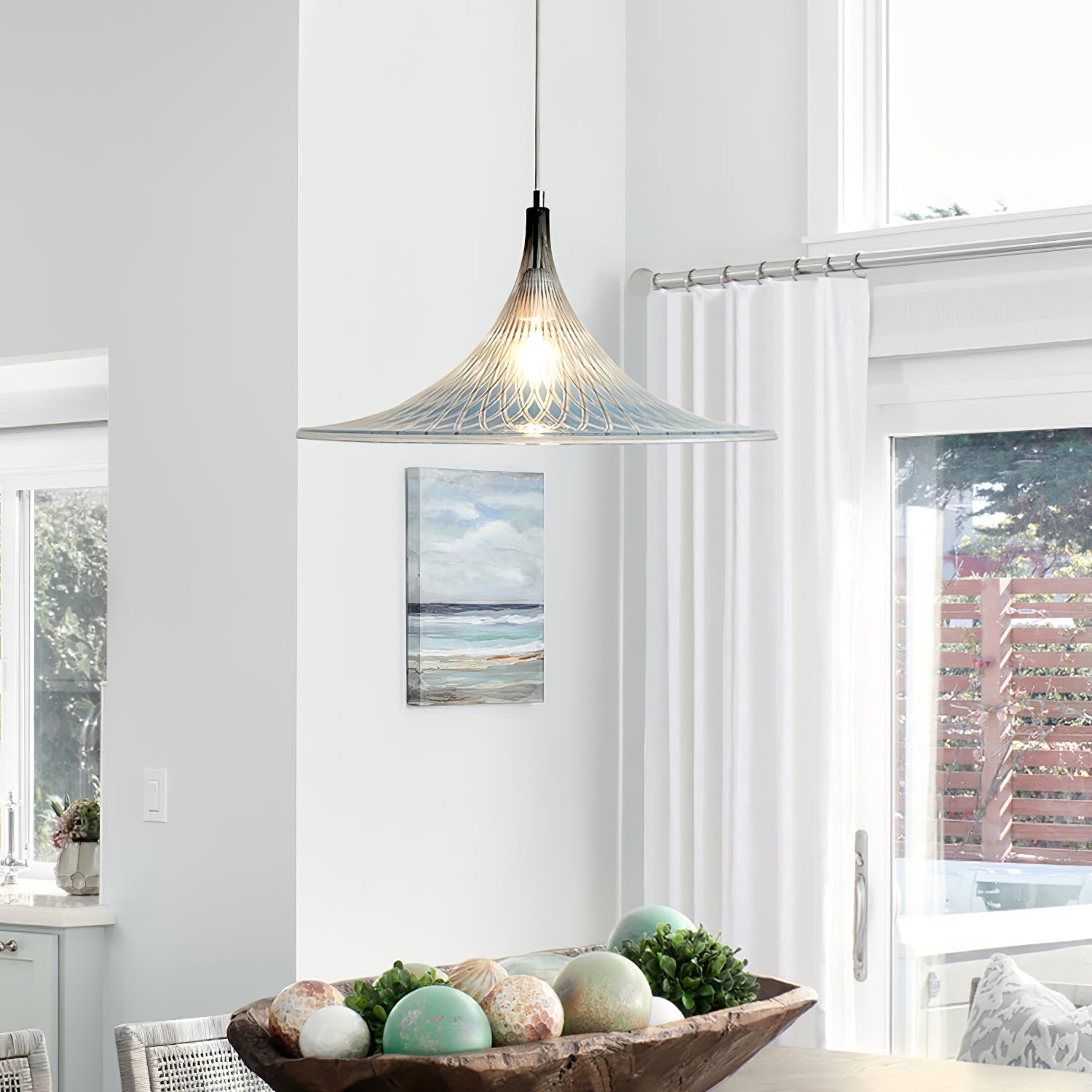 Vortex Pendant Light Dia 15.7″ x H 9.8″ / Chrome & Blue Pendant light