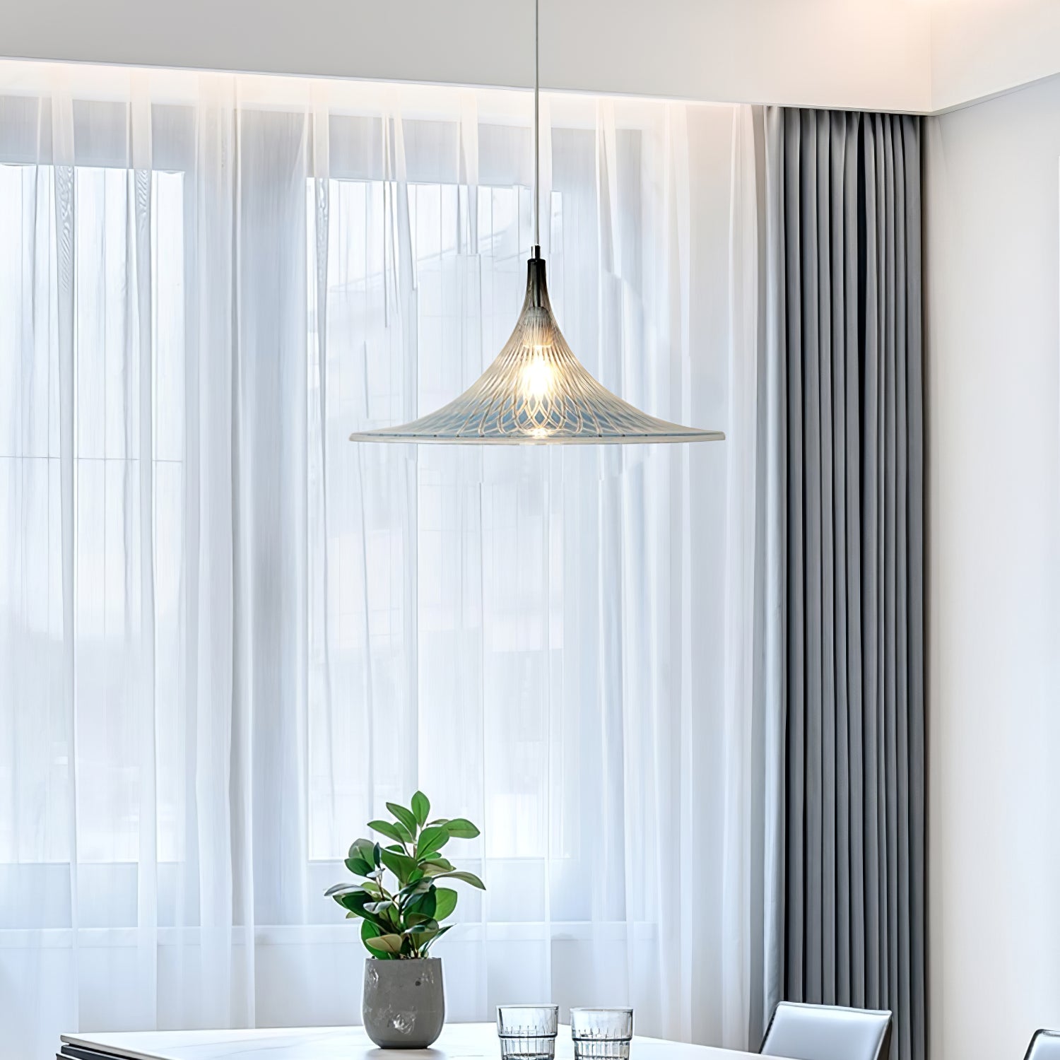 Vortex Pendant Light Dia 15.7″ x H 9.8″ / Chrome & Blue Pendant light
