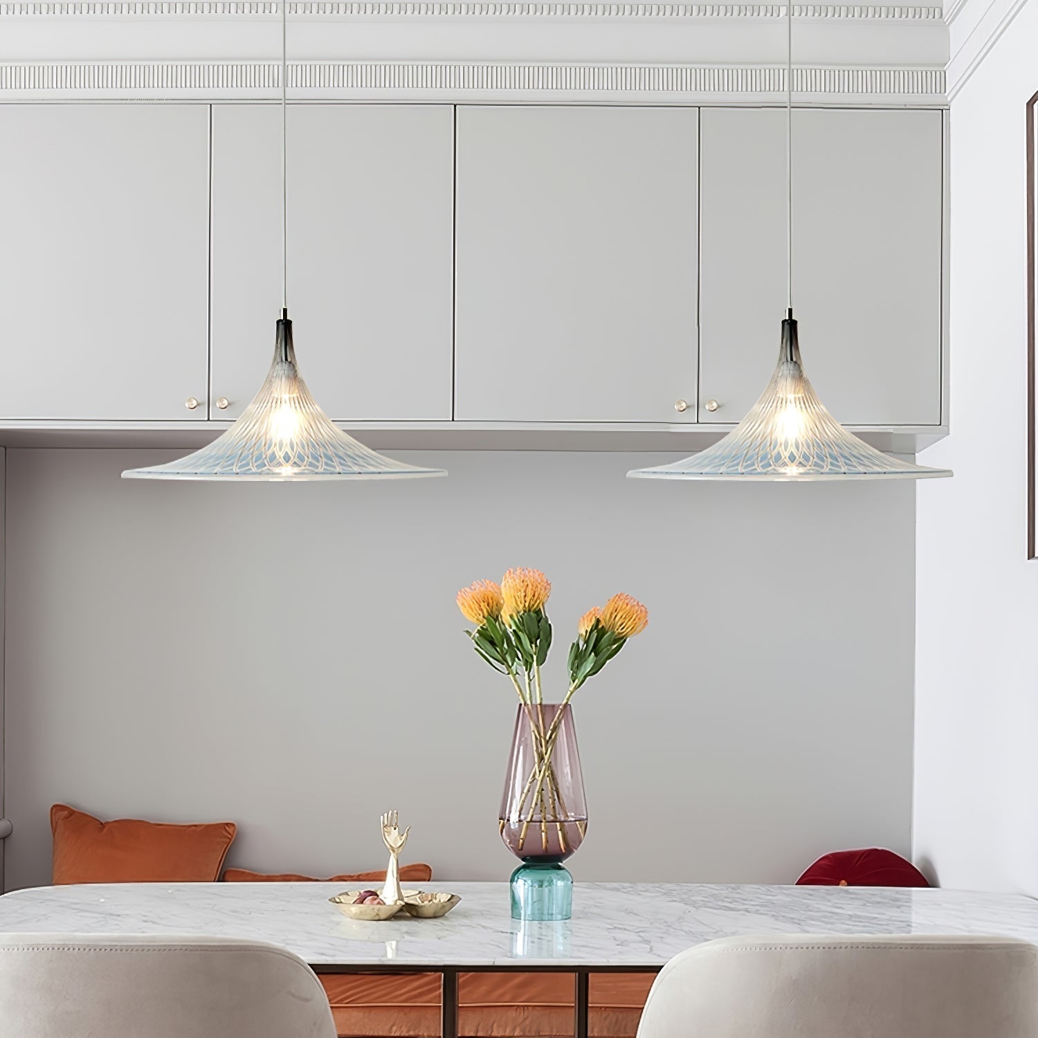 Vortex Pendant Light Dia 15.7″ x H 9.8″ / Chrome & Blue Pendant light